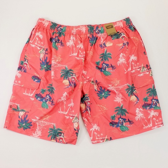 The Foundry Big & Tall Hula Girl Pattern Lined Swim Trunks Mens Size 3X - Picture 2 of 7